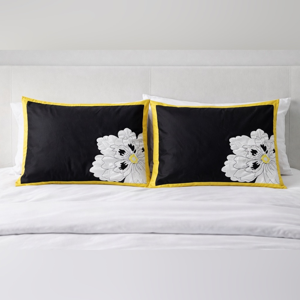 Black Floral Accent Pillow Covers Set of 2 Decorative Accent Pillowโ Covers